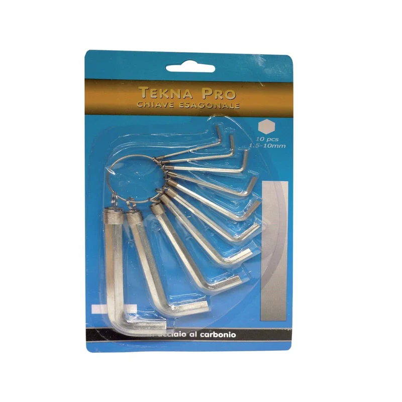 Serie 10 Chiavi Esagonali Chiavini Con Esagono Set Kit Con Anello Carbonio