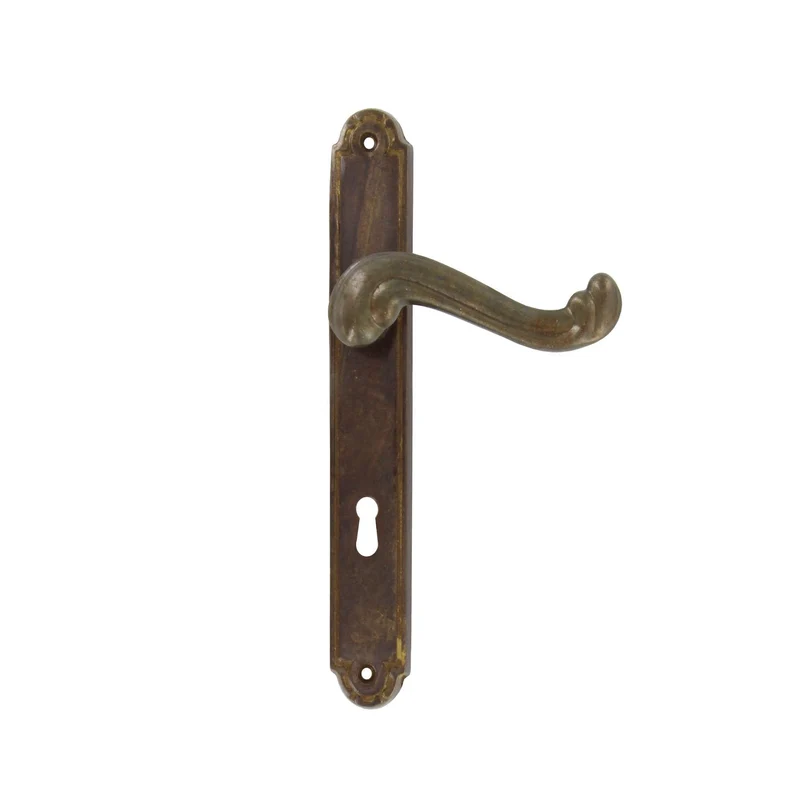 Maniglia Barocco Per Porta Bussole di Casa Ottone Bronzato Q8 Interasse 70
