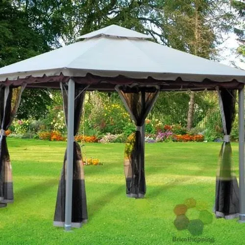Gazebo Sahara Smeralda 3x3 In Acciaio Da Giardino Con Top E Zanzariera DOHA
