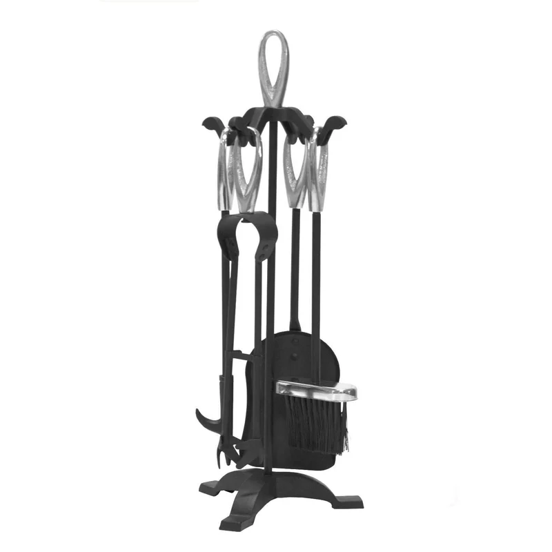 Set Attrezzi Camino Caminetto Stufa Pellet Impugnatura Cromo H 65 Elisse