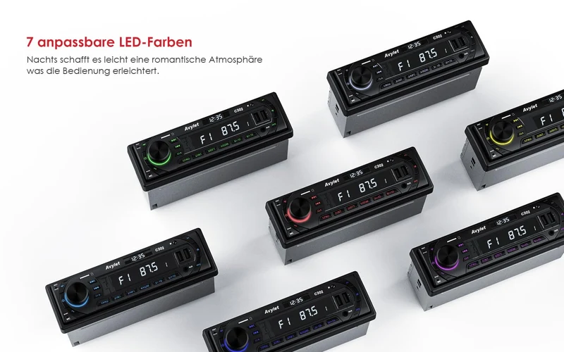 Avylet Autoradio Bluetooth 5.0 Vivavoce FM/AM, Avylet Radio Stereo 1 DIN, Supporta Basso Profondo/Luce a 7 colori/Chiamata a mani libere/AUX-IN/CARD/Chiavetta USB,Telecomando, 60W X 4, Ricarica rapida