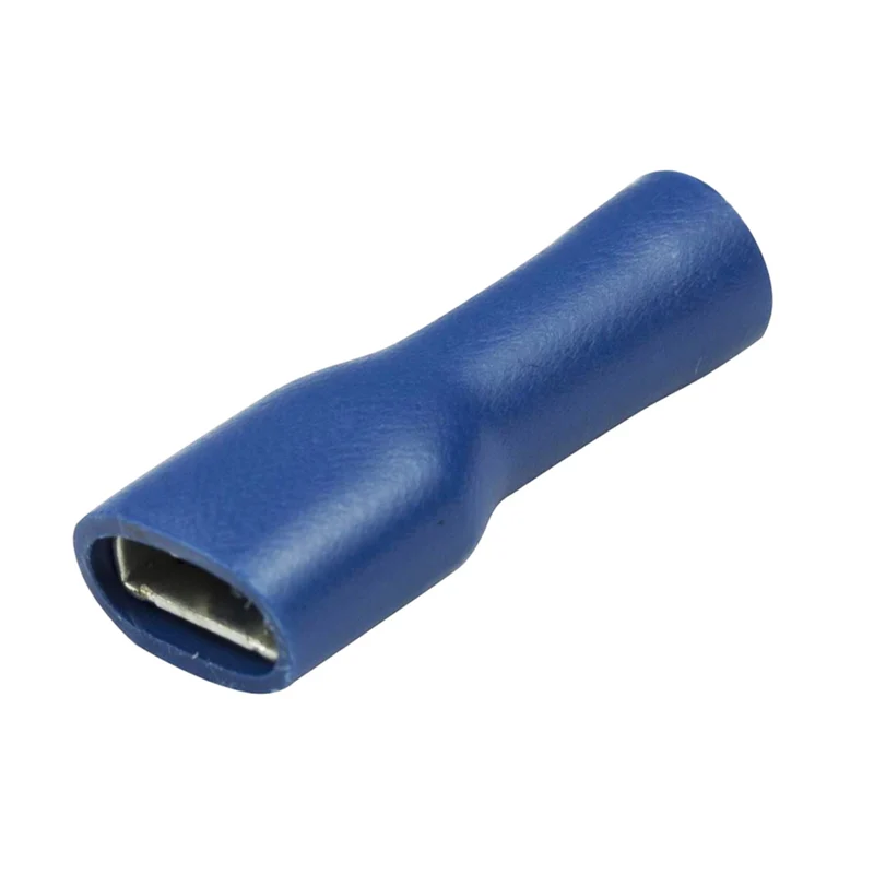 Blue Fully Insulated 6.3mm Female Spade Crimp Terminals / Pack of 100 / Most Popular
