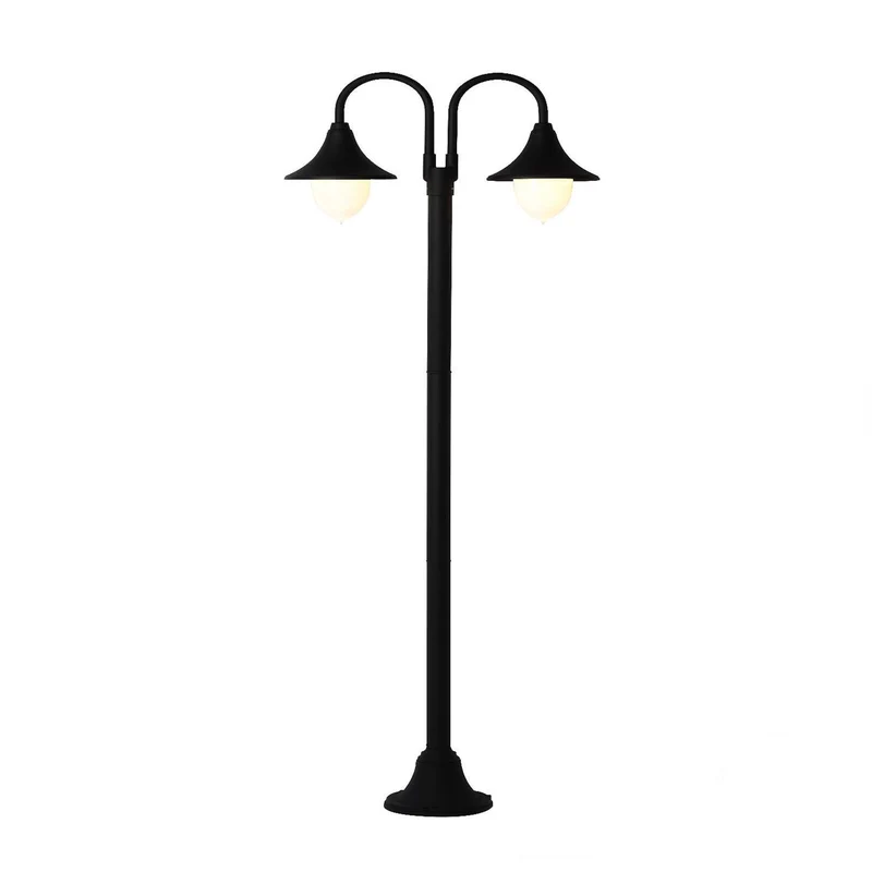 Lampione Lanterna Giardino Per Esterno H220 Alluminio Nero Doppia Palla