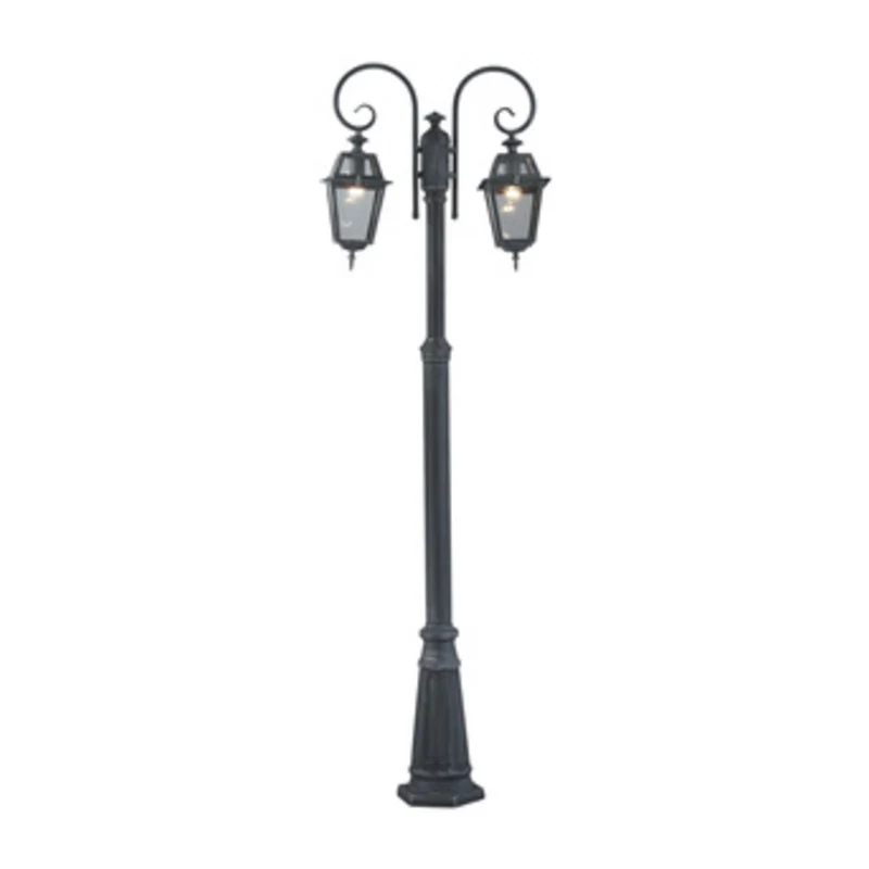 Lampione Lanterna Da Giardino Esterno 220 Alluminio 2 Bracci Grigio Ghisa Milano