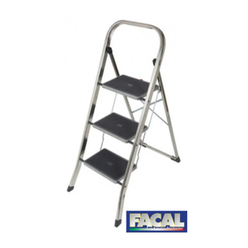 Joker Sgabello Alluminio Ferro 3 Gradini Larghi Antiscivolo