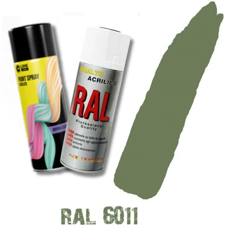 Bomboletta Spray Verde Reseda Ral 6011 Acrilico Vernice Brillante Lucido