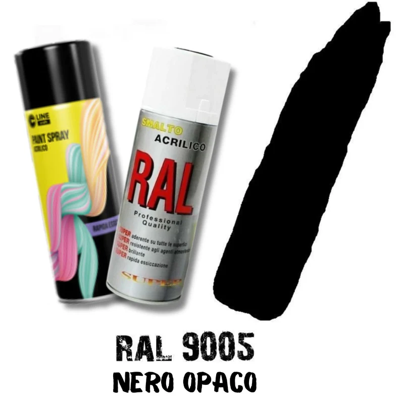 Bomboletta Spray Nero Opaco Ral 9005 Acrilico Vernice Opaca Rapida Essic. Graffiti
