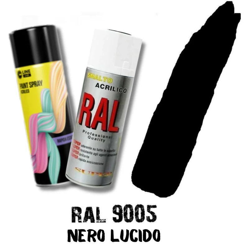 Bomboletta Spray Nero Lucido Ral 9005 Acrilico Vernice Brillante Lucido Graffiti