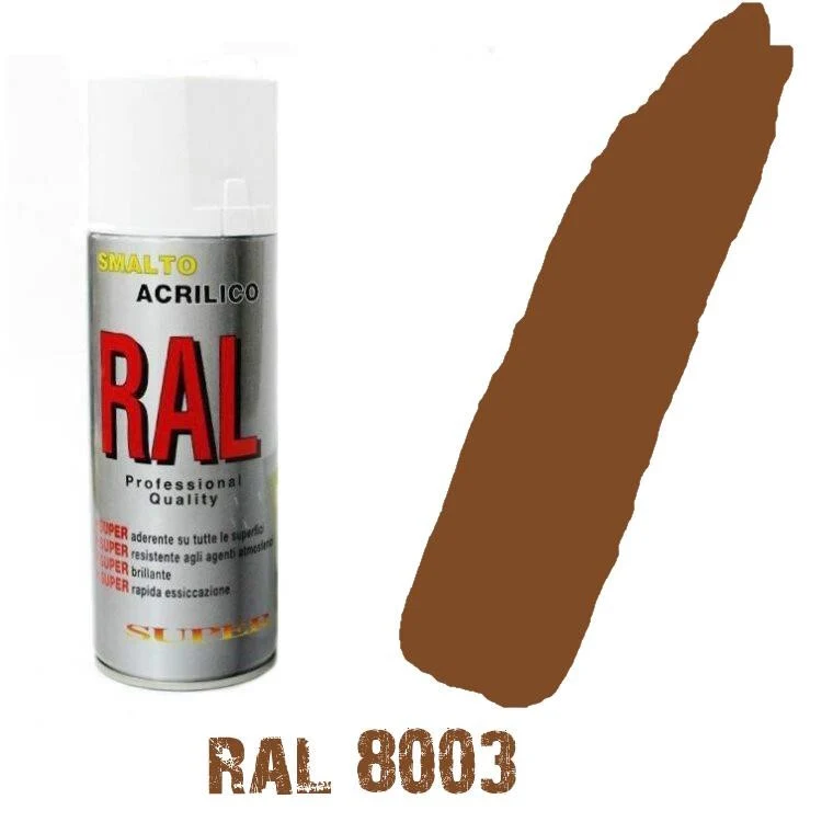 Bomboletta Spray Marrone Chiaro Ral 8003 Acrilico Vernice Brillante Lucido Rapida Essicazione