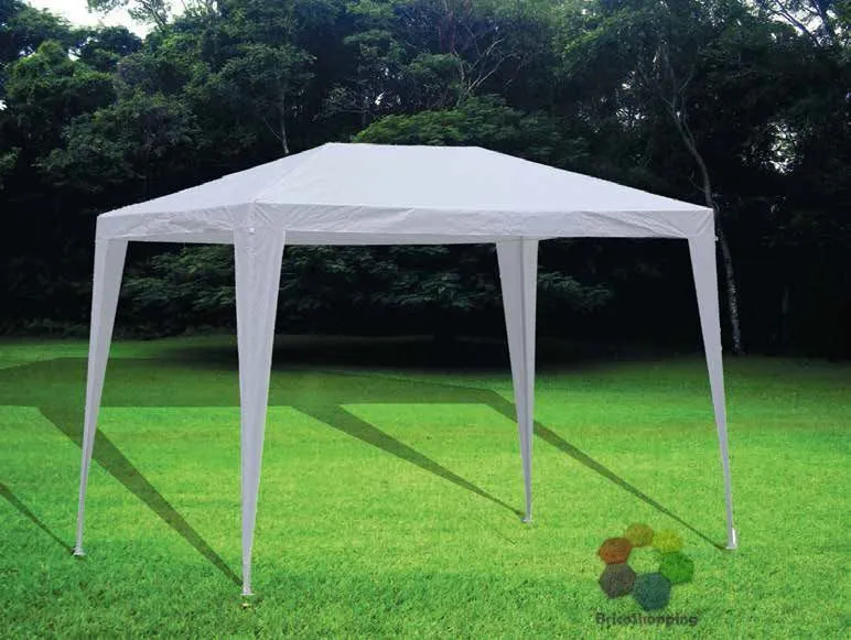 Gazebo Tubolare Mt 2x3 Bianco Acciaio Telo Pe Fiera Mercatino Impermeabile Mare