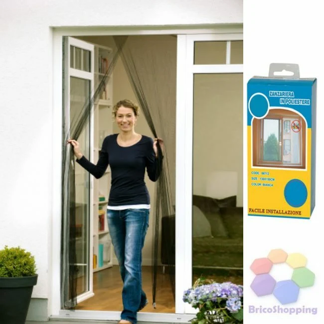 Zanzariera Poliestere Con Strappo Balcone 150x250 2x75x250 Nera
