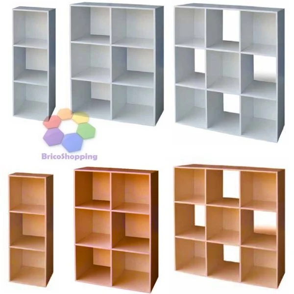LIBRERIA LEGNO CUBO 3 6 9 BIANCO CILIEGIO UFFICIO CASA STANZETTA DA ARREDO H 91