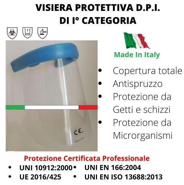 VISIERA PROTETTIVA DPI I CAT. TRASPARENTE PER VISO LEGGERISSIMA