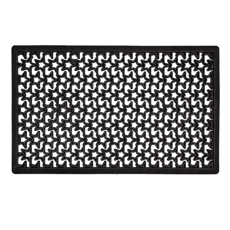 Zerbino Fuoriporta Plastica Gomma Stella Nero Con Bordo Cm.40x70
