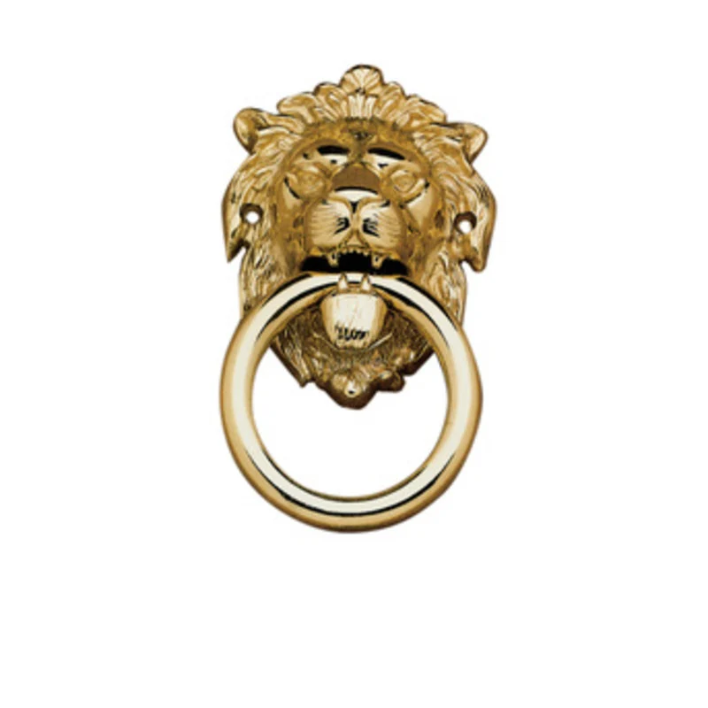 Battente Leone Cm 15 Ottone Oro Lucido Porta Portone Portoncino
