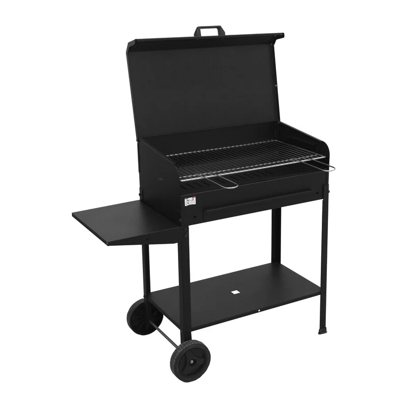 Barbecue Vanessa A Carbone Piano Estraibile Con Ruote Carbonella Coperchio