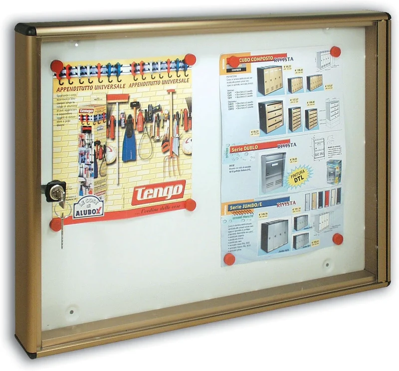 Bacheca Alluminio Portavvisi Annunci 55x40hx5 Con Clip Magnetiche Alubox Bc2