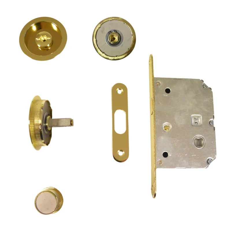 Set Maniglia Oro Per Porta Scorrevole Serratura Kit Maniglia Porte Scorrevoli Tondo