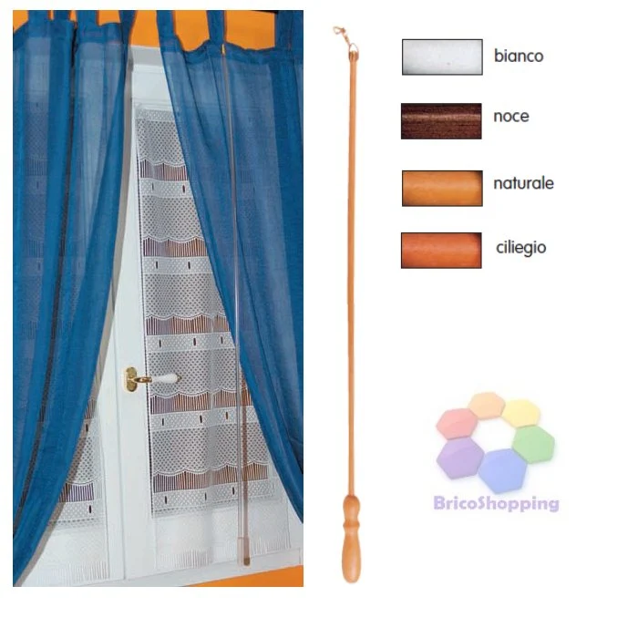 Asta Strappo Frusta Per Bastoni Per Tende Legno Bastone Vari Colori