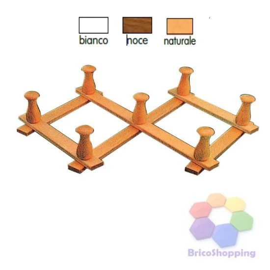 Appendiabito A Fisarmonica In Legno Bianco Noce Frassino 7 Ganci 40 Cm
