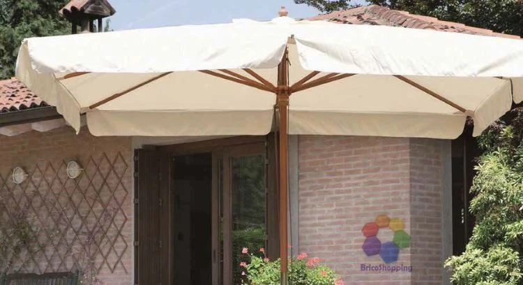 Ombrellone Da Giardino Mt 3x4 4x3 Con 8 Stecche Pz Palo Centrale 48 Bianco