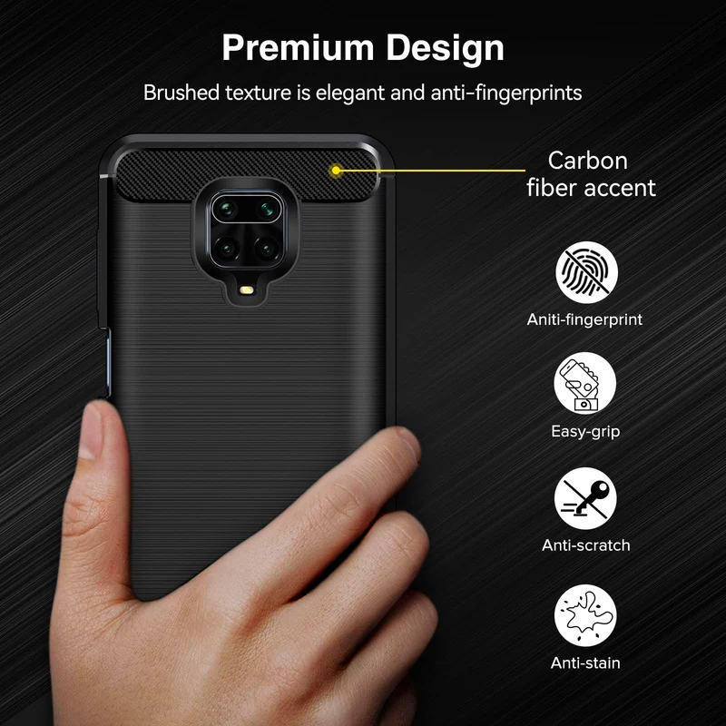 iVoler Cover per Xiaomi Redmi Note 9S / Xiaomi Redmi Note 9 Pro, [Protezione Antiurto di Grado Militare] Custodia Sottile Morbida in Silicone TPU Anti-Impronte Anti-Graffio Protettiva Case, Nero