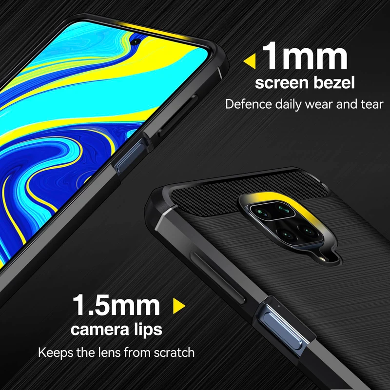 iVoler Cover per Xiaomi Redmi Note 9S / Xiaomi Redmi Note 9 Pro, [Protezione Antiurto di Grado Militare] Custodia Sottile Morbida in Silicone TPU Anti-Impronte Anti-Graffio Protettiva Case, Nero