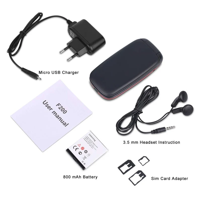 GSM Telefono Cellulare per Anziani, Telefono Cellulare a Conchiglia con Tasti Grandi Funzione SOS, Cellulare per Anziani Facile da Usare - Nero