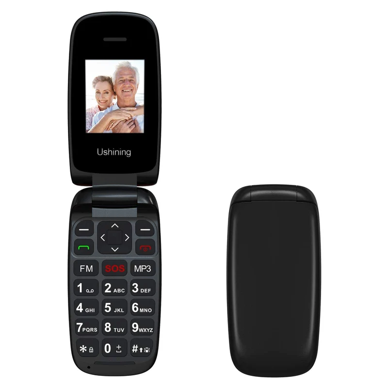 GSM Telefono Cellulare per Anziani, Telefono Cellulare a Conchiglia con Tasti Grandi Funzione SOS, Cellulare per Anziani Facile da Usare - Nero