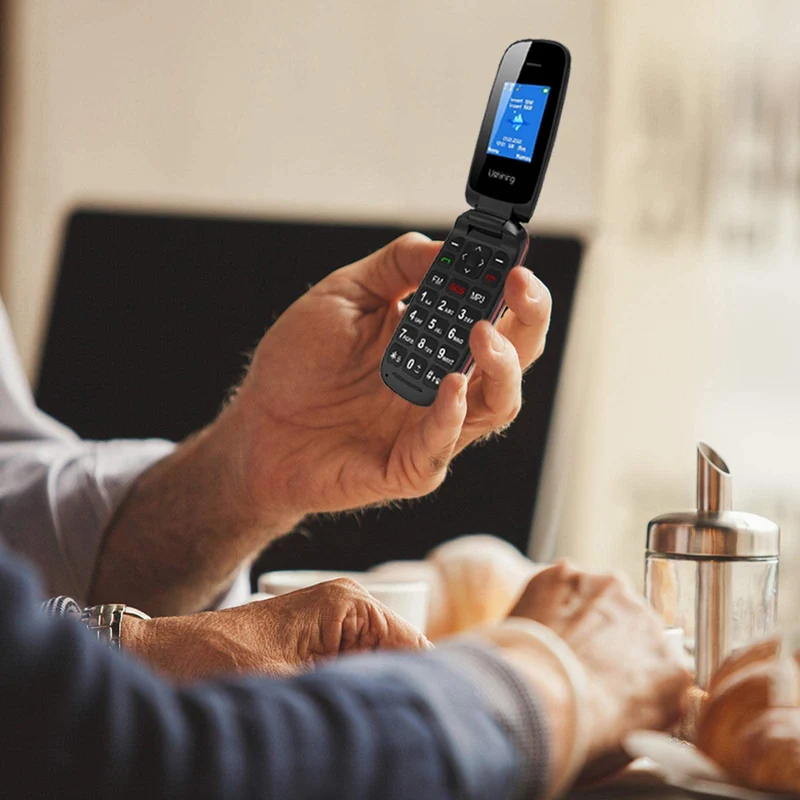 GSM Telefono Cellulare per Anziani, Telefono Cellulare a Conchiglia con Tasti Grandi Funzione SOS, Cellulare per Anziani Facile da Usare - Nero