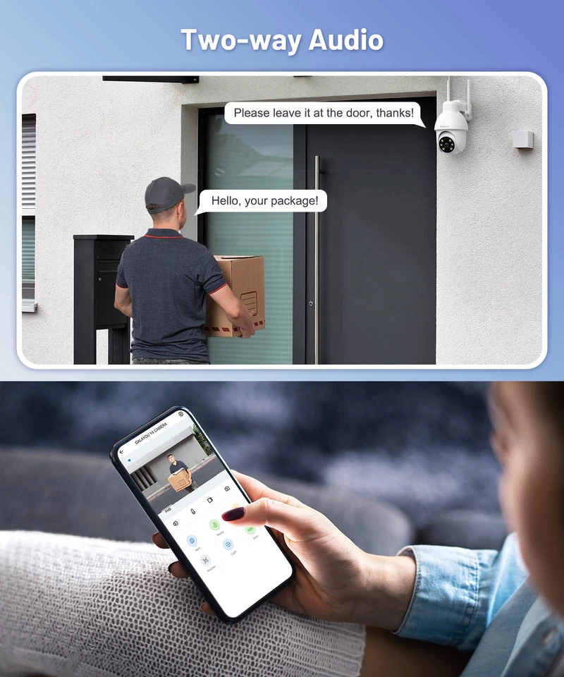 GALAYOU 2K Telecamera Wi-Fi Esterno/Interno, Videocamera Sorveglianza Esterno Wifi, IP Cam 360 Gradi PTZ con Visione Notturna a Colori, Sensore di Movimento, Audio Bidirezionale Y4 (1)