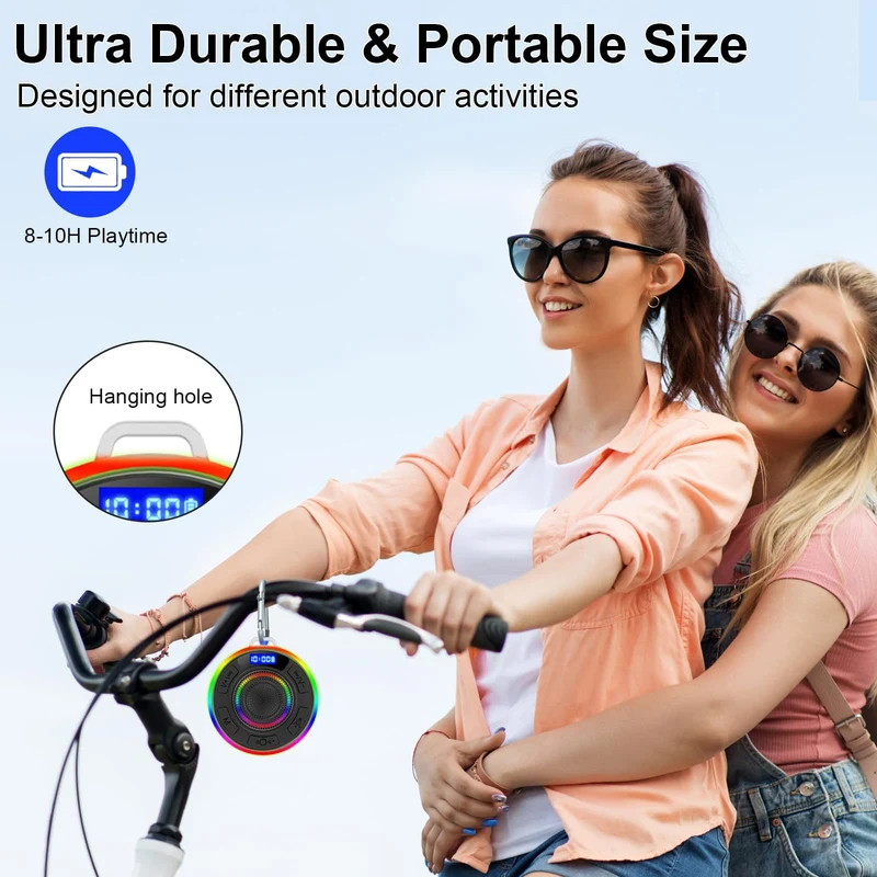 Cassa Doccia Bluetooth 5.3, Altoparlante Bluetooth IP7 Impermeabile con Ventosa, Shower Speaker Bluetooth con Luce RGB, 8Ore Stereo Cassa Bluetoth Portatile, Chiamata Senza Mani, per Doccia Viaggi