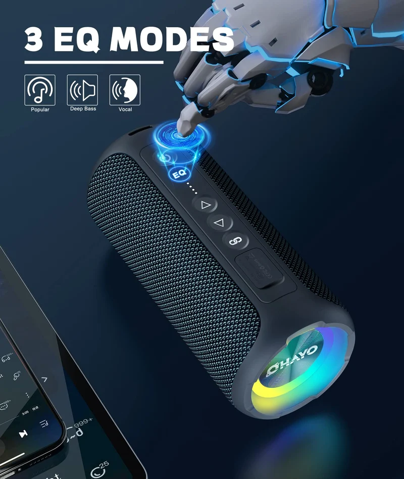OHAYO Cassa Bluetooth Potente 40W, Altoparlante Portatile Impermeabile IPX7, Cassa Bluetooth 5.0 Wireless con Luci a LED, 30H di Autonomia, Bassi Profondi, AUX, Micro SD, per Viaggi/Esterno
