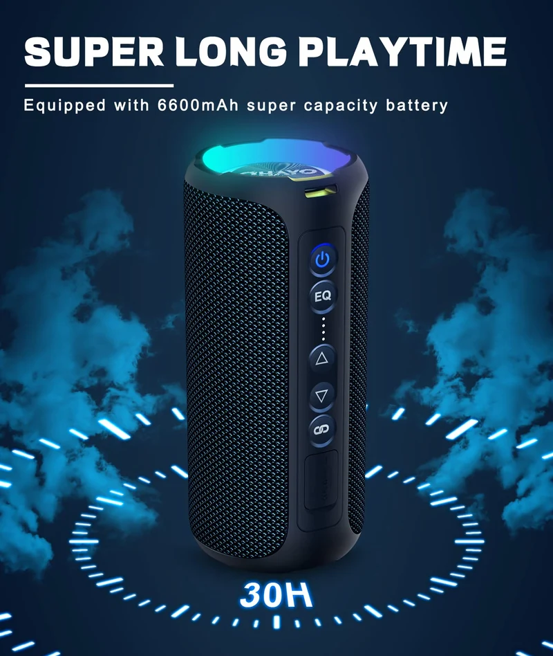 OHAYO Cassa Bluetooth Potente 40W, Altoparlante Portatile Impermeabile IPX7, Cassa Bluetooth 5.0 Wireless con Luci a LED, 30H di Autonomia, Bassi Profondi, AUX, Micro SD, per Viaggi/Esterno