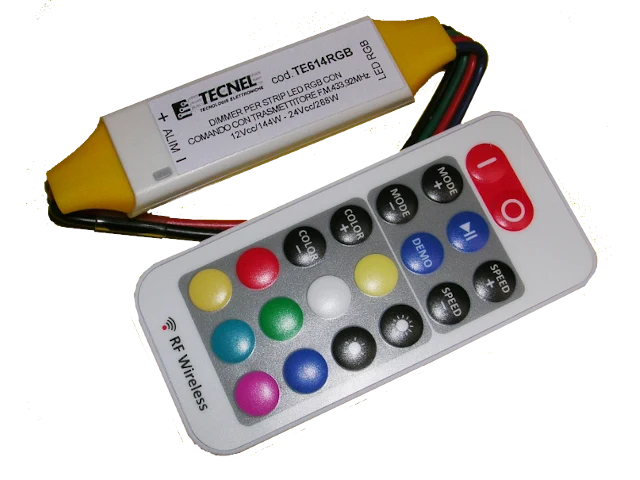 Dimmer RF Tecnel per Strip LED RGB con Trasmettitore 12/24Vcc 144/288W – TE614RGB