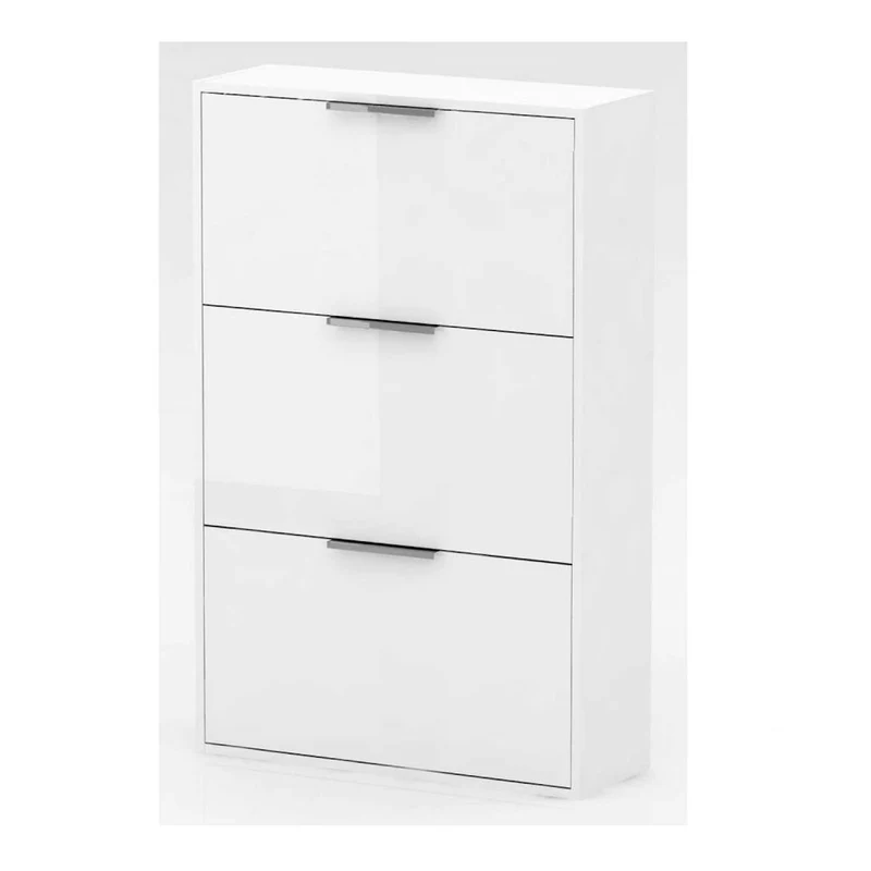Scarpiera Legno Doppia Slim 3 Ribalte 18 Paia 65x25x100h Bianca Salvaspazio