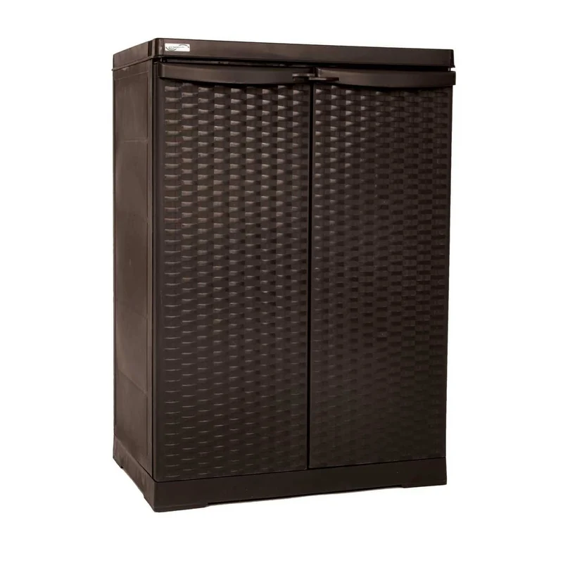 Armadio Mobile In Resina Effetto Rattan Marrone Wenghe' Basso 65x45x93 Italy
