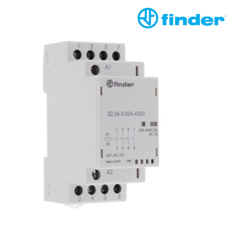 Contattore Modulare Finder 25A 4 Contatti NO 35mm – 22.34