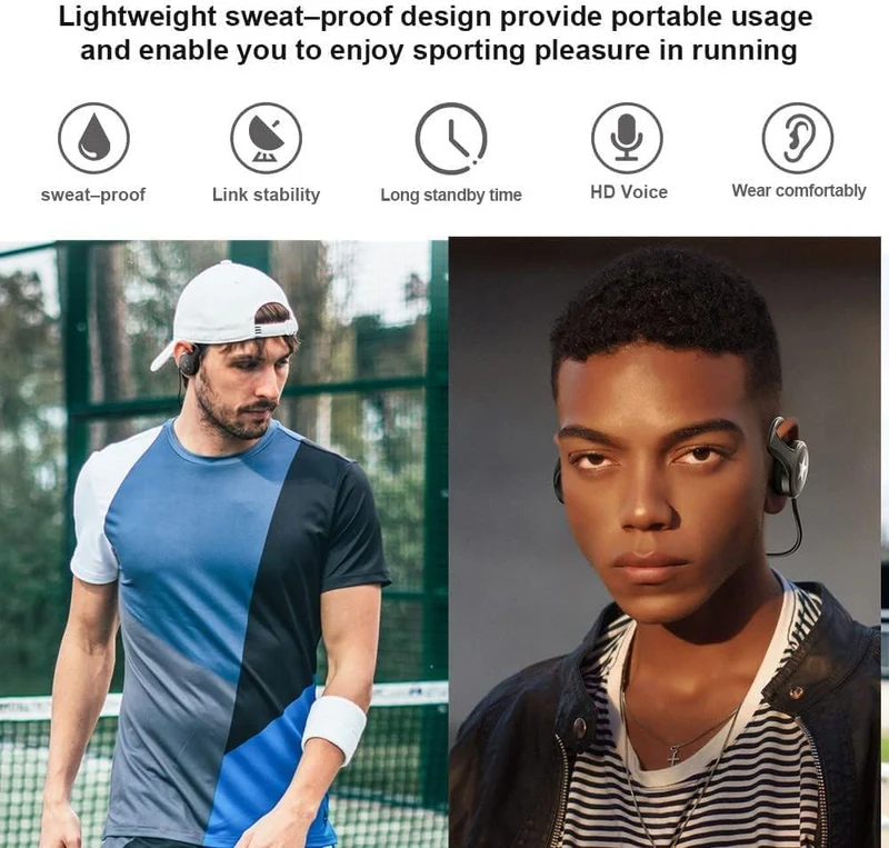 Cuffie Bluetooth 5.0 per sport, con supporto scheda TF e radio FM, CVC8.0, cancellazione del rumore, 12 ore di riproduzione per corsa, ciclismo, palestra