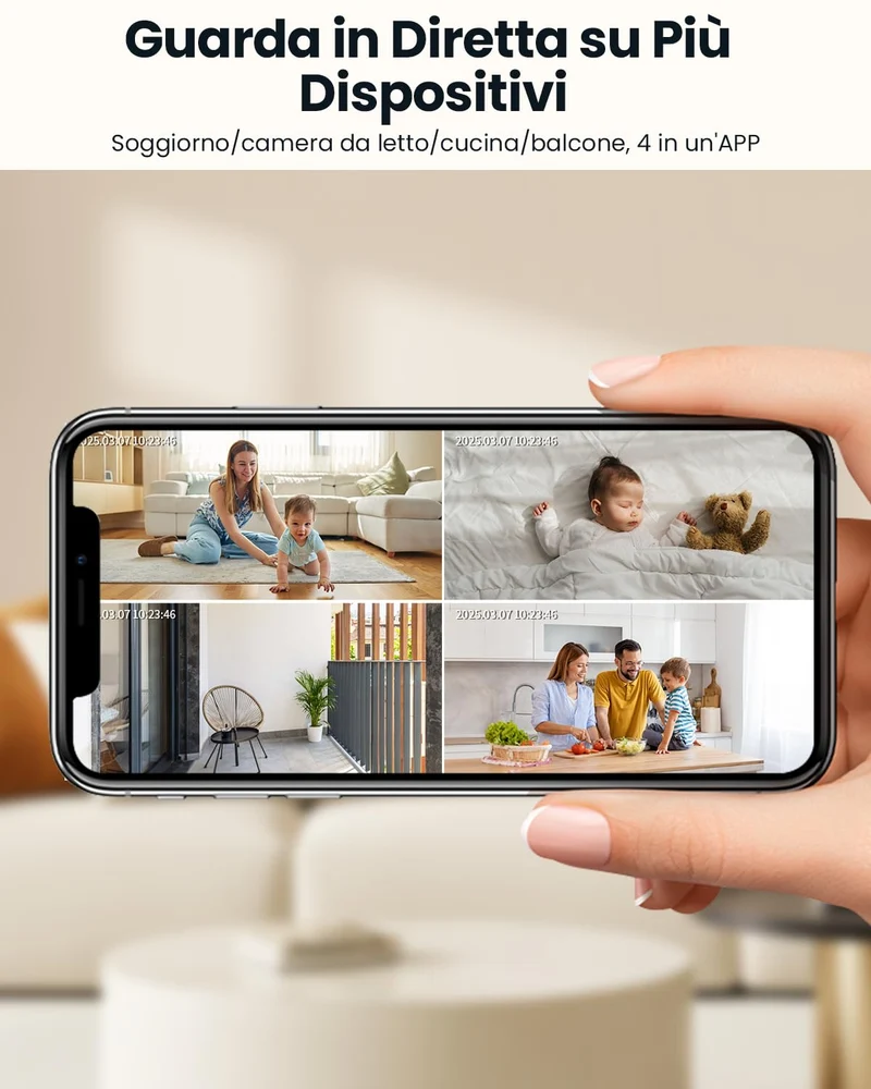 ieGeek 2K Telecamera WiFi Interno Supporta 2,4/5GHz, 3MP Videocamera Sorveglianza Esterno con Tracciamento Automatico e Rotazione a 360°, Visione Notturna, Audio Bidirezionale,Funziona con Alexa, SC1