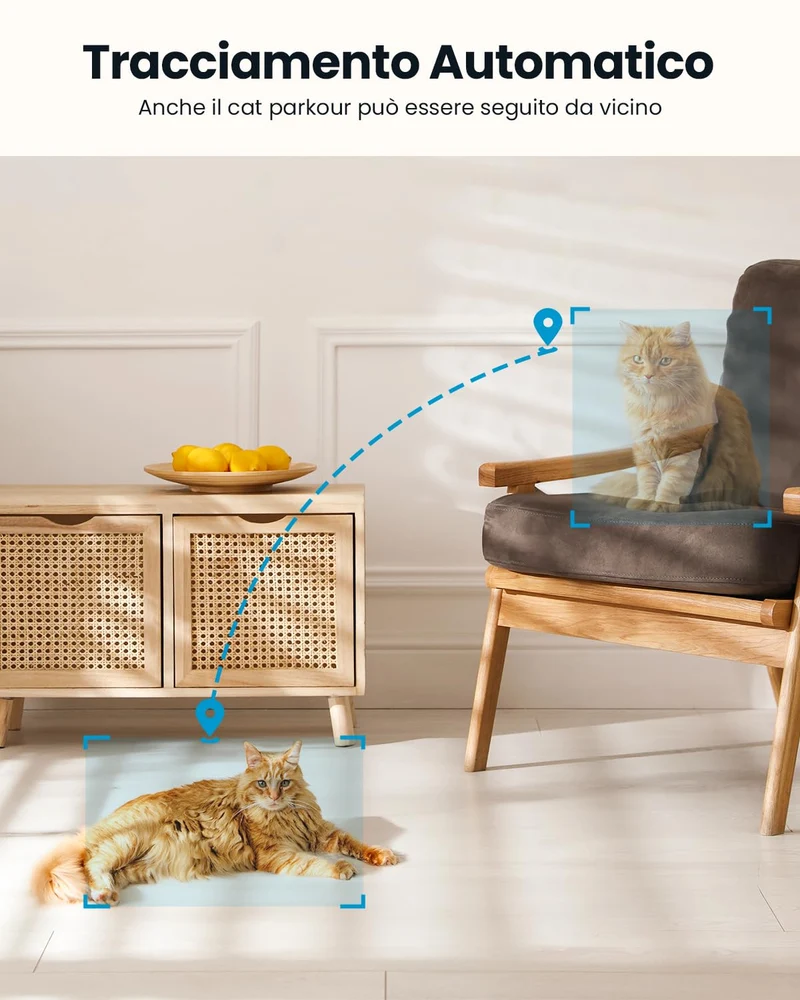 ieGeek 2K Telecamera WiFi Interno Supporta 2,4/5GHz, 3MP Videocamera Sorveglianza Esterno con Tracciamento Automatico e Rotazione a 360°, Visione Notturna, Audio Bidirezionale,Funziona con Alexa, SC1