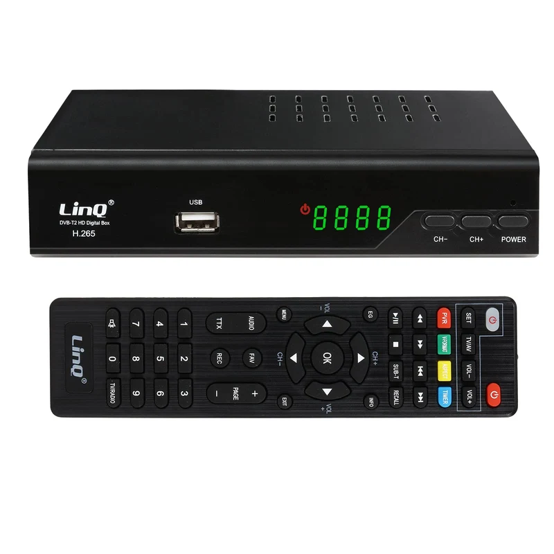 Decoder DVB-T2, HD 1080p H.265 HEVC Ricevitore Digitale Terrestre HDMI TV Stick 10 Bit 60 FPS, USB WiFi Supporto, SCART, Ethernet, Universal Remote Control
