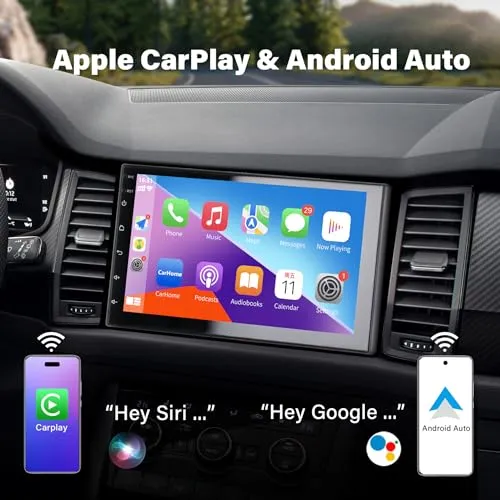[2GB+32GB] Autoradio 2 Din con 7 Pollici Touchscreen Stereo Auto Supporta Wireless Carplay&Android Auto, Autoradio Bluetooth con Telecamera 4K, Microfono, Bluetooth Vivavoce, Mirror Link, GPS/WiFi