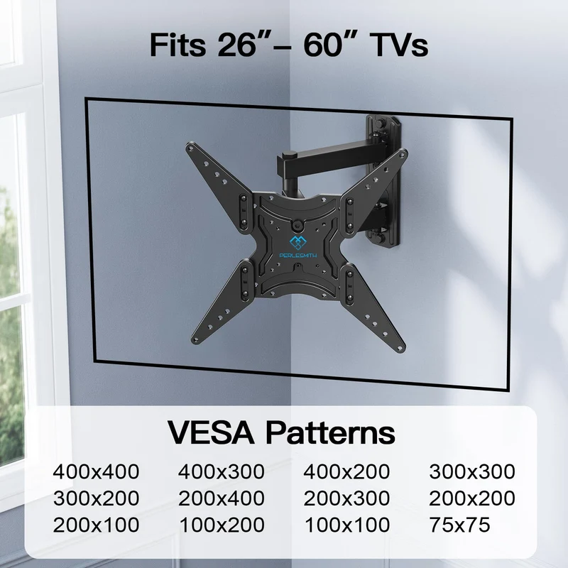 Supporto TV con Braccio Girevole Inclinabile ed Estendibile, Staffa TV per TV da 26-60 Pollici, Base TV Universale Sostiene fino a 35kg - Max VESA 400x400