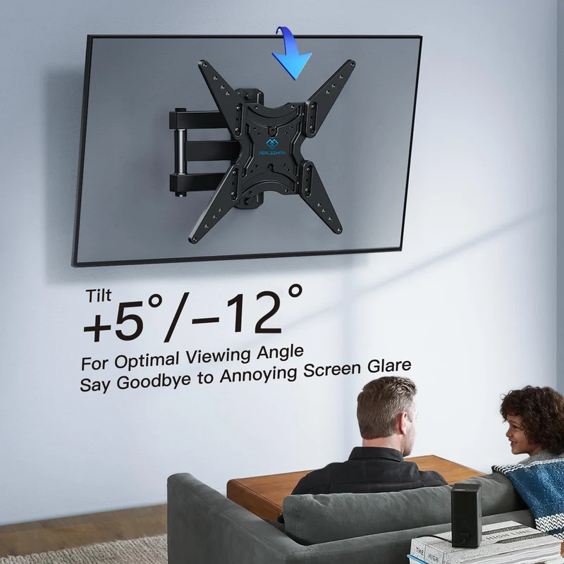 Supporto TV con Braccio Girevole Inclinabile ed Estendibile, Staffa TV per TV da 26-60 Pollici, Base TV Universale Sostiene fino a 35kg - Max VESA 400x400