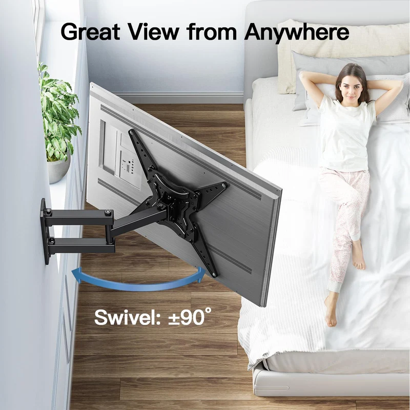 Supporto TV con Braccio Girevole Inclinabile ed Estendibile, Staffa TV per TV da 26-60 Pollici, Base TV Universale Sostiene fino a 35kg - Max VESA 400x400