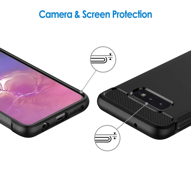 JETech Ultra Sottile Cover Compatibile con Samsung Galaxy S10e, Magro Cellulare Custodia con Assorbimento degli Urti e Progettare in Fibra di Carbonio (Nero)