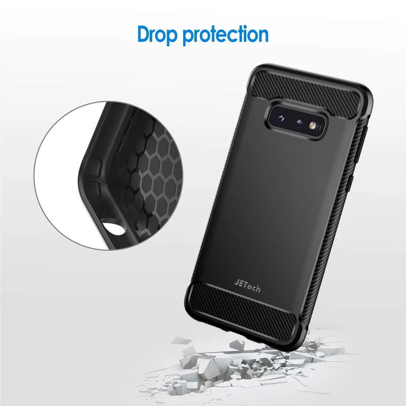 JETech Ultra Sottile Cover Compatibile con Samsung Galaxy S10e, Magro Cellulare Custodia con Assorbimento degli Urti e Progettare in Fibra di Carbonio (Nero)