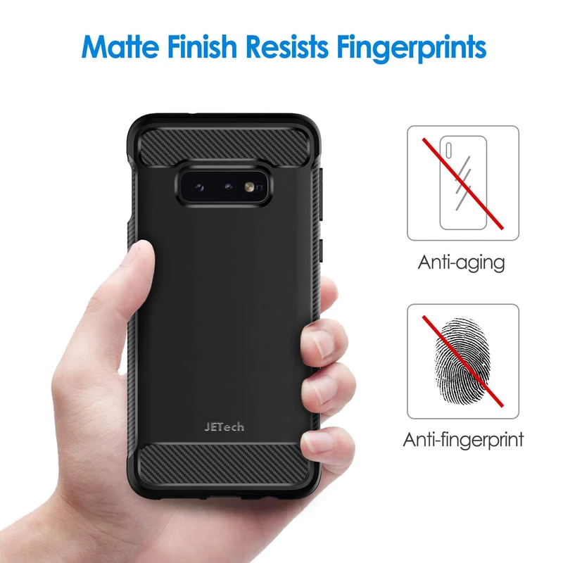 JETech Ultra Sottile Cover Compatibile con Samsung Galaxy S10e, Magro Cellulare Custodia con Assorbimento degli Urti e Progettare in Fibra di Carbonio (Nero)