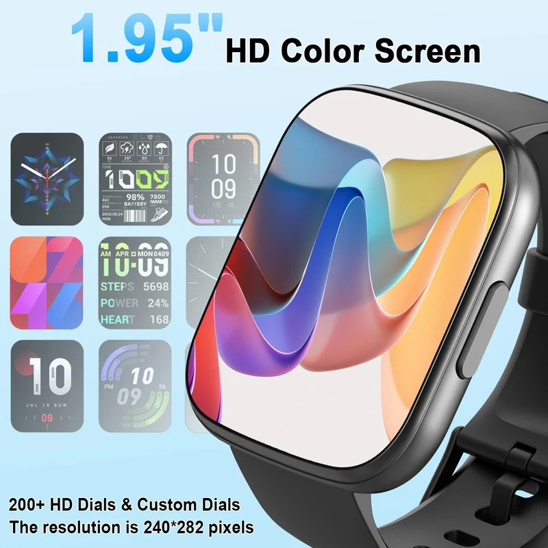 Smartwatch Uomo Donna, 1.95" Orologio Smartwatch con Chiamate Bluetooth, 110+ Modalità Sportive Fitness Tracker, Contapassi Watch con Sonno Cardiofrequenzimetro, IP68 Smart Watch per Android iOS, Nero